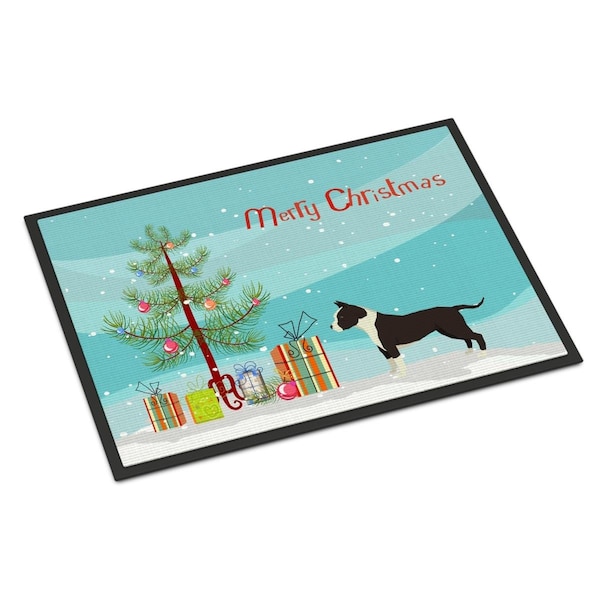 Carolines Treasures 18 x 27 in. American Staffordshire Terrier Christmas Tree Indoor or Outdoor Mat CK3515MAT - main